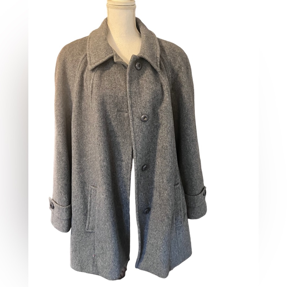 Classic Gray Wool Pea Coat - Tailored Button Front